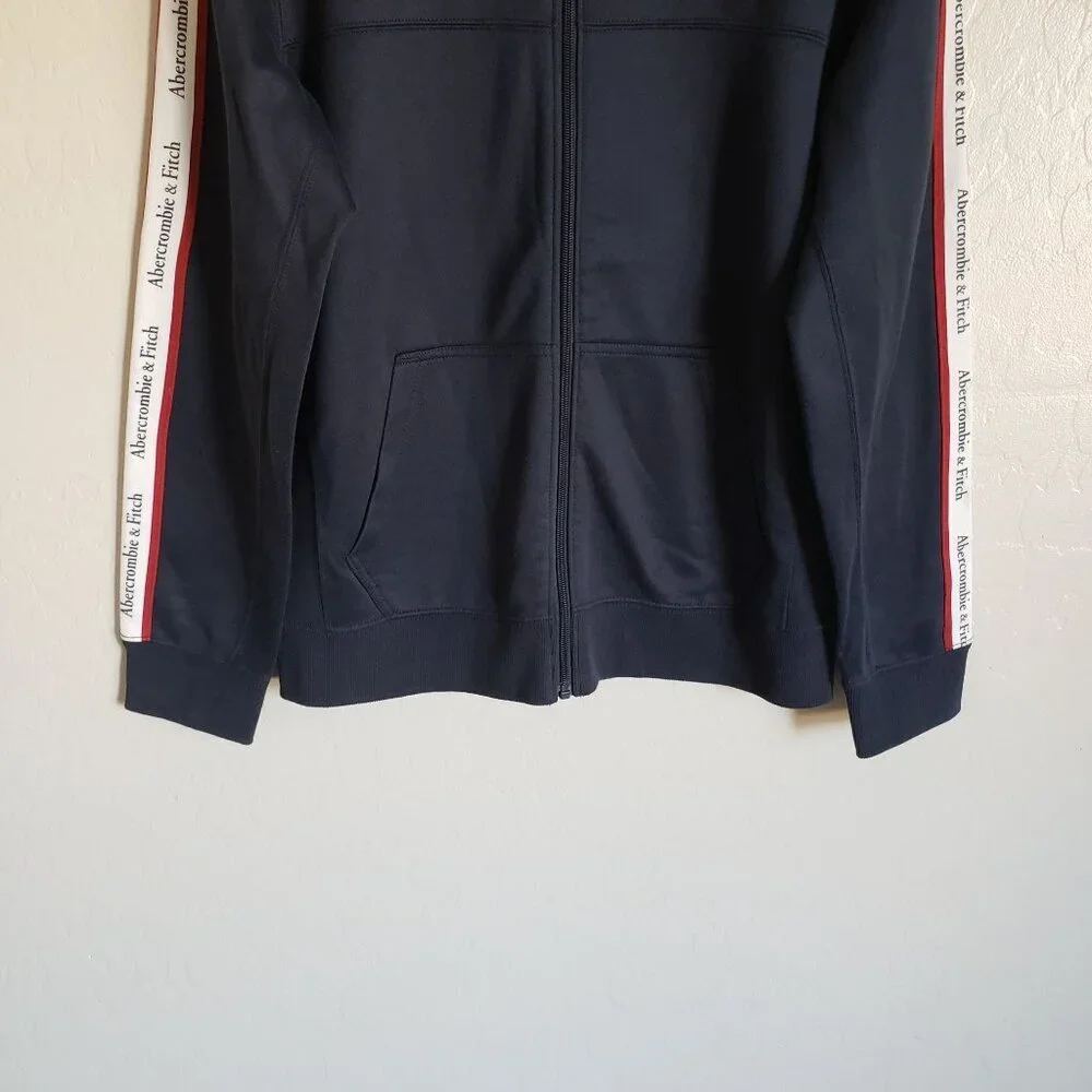 Abercrombie & Fitch Logo Tape Sleeve Tricot Track Jacket Blue Size Men's Small